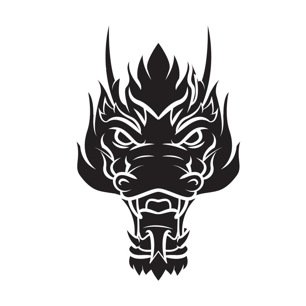 Dragon Face Black Vector Illustration