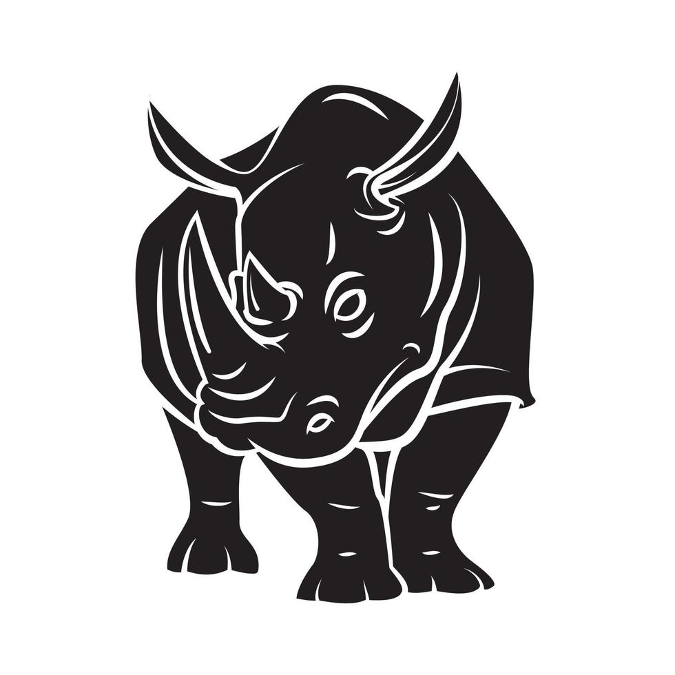 Rhinoceros Black Vector Illustration 20430146 Vector Art at Vecteezy