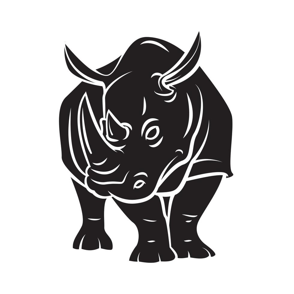 Rhinoceros Black Vector Illustration