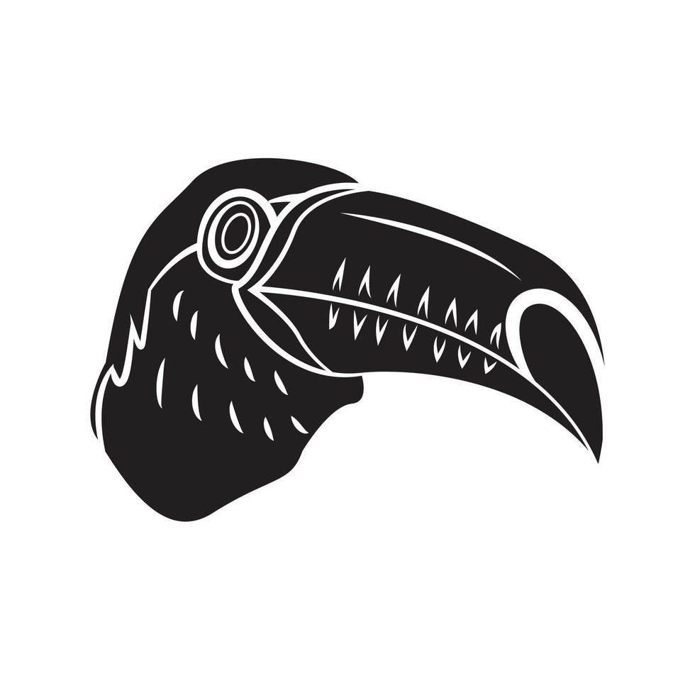 Parrot Head Black Vector Illustration