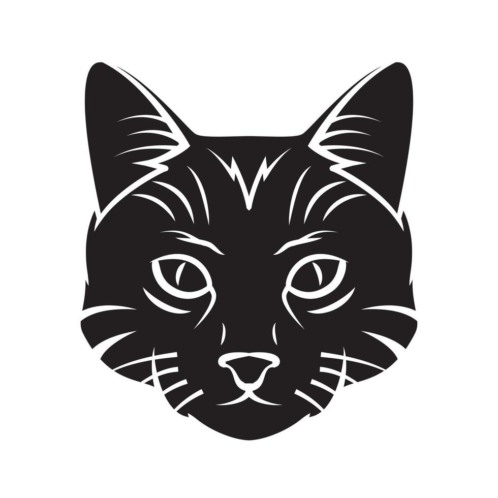 gato cabeza negro vector ilustración