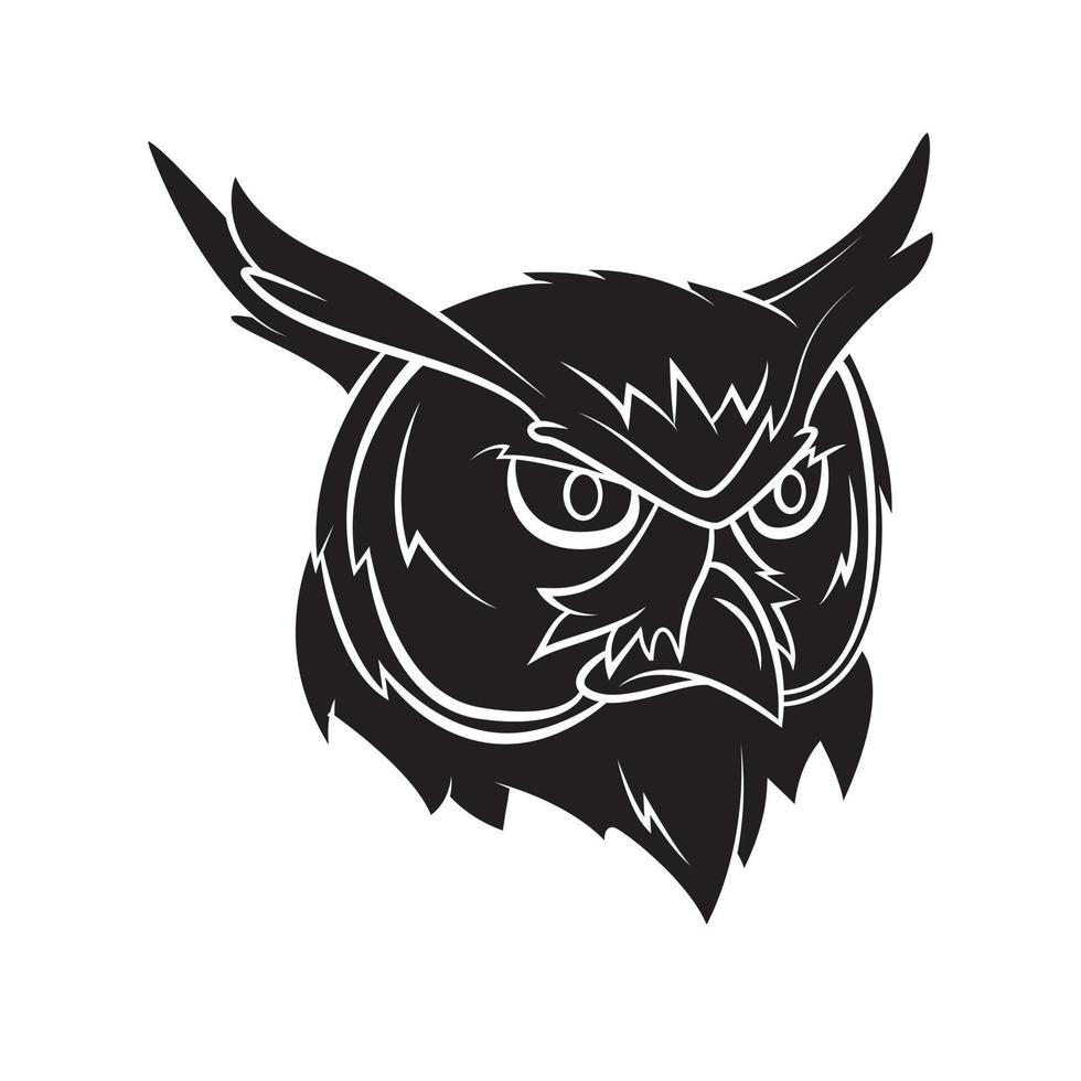 Owl Head Black Vector Illustration