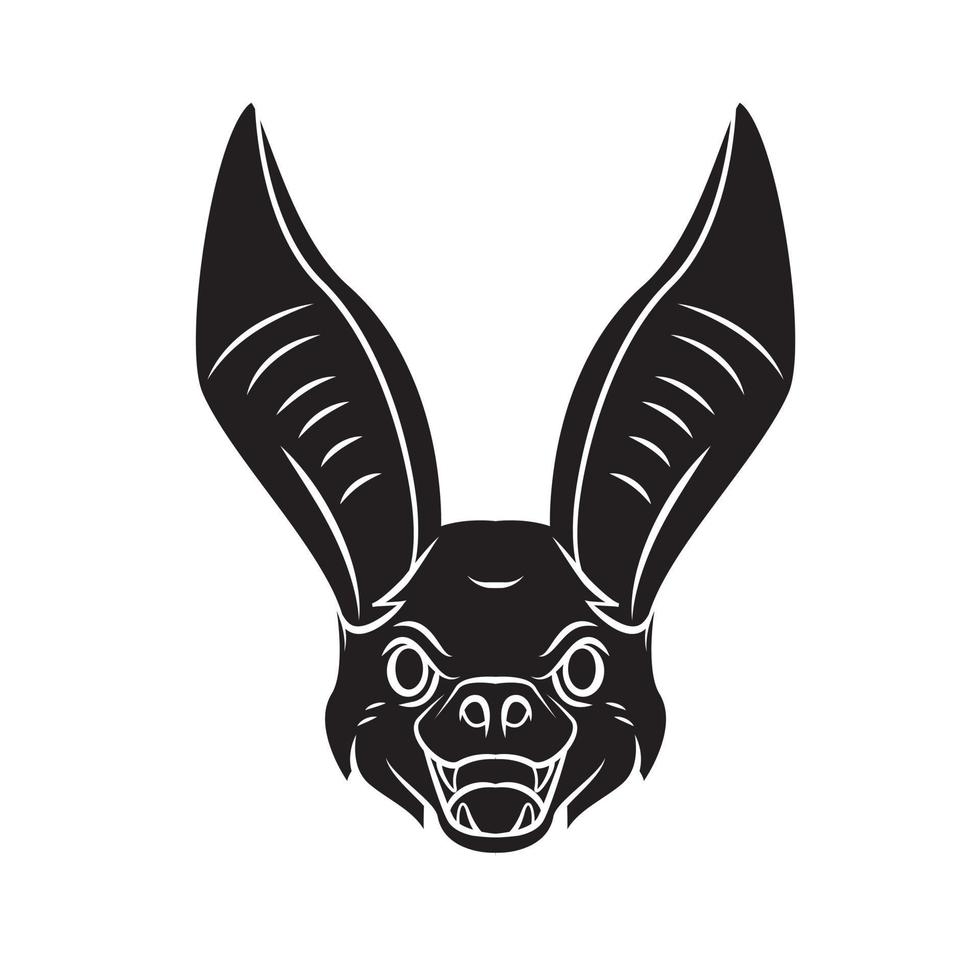 Bat Head Black Vector Illustration