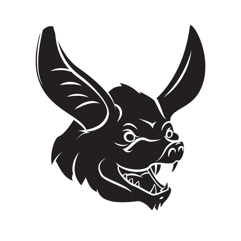 Bat Face Black Vector Illustration