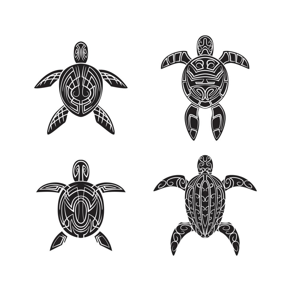 tortugas conjunto colección tatuaje ilustración vector