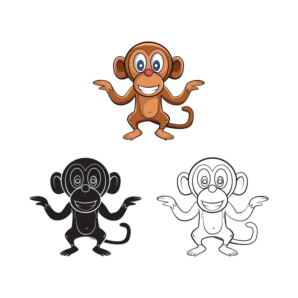 Coloring book monkey dance cartoon character vector