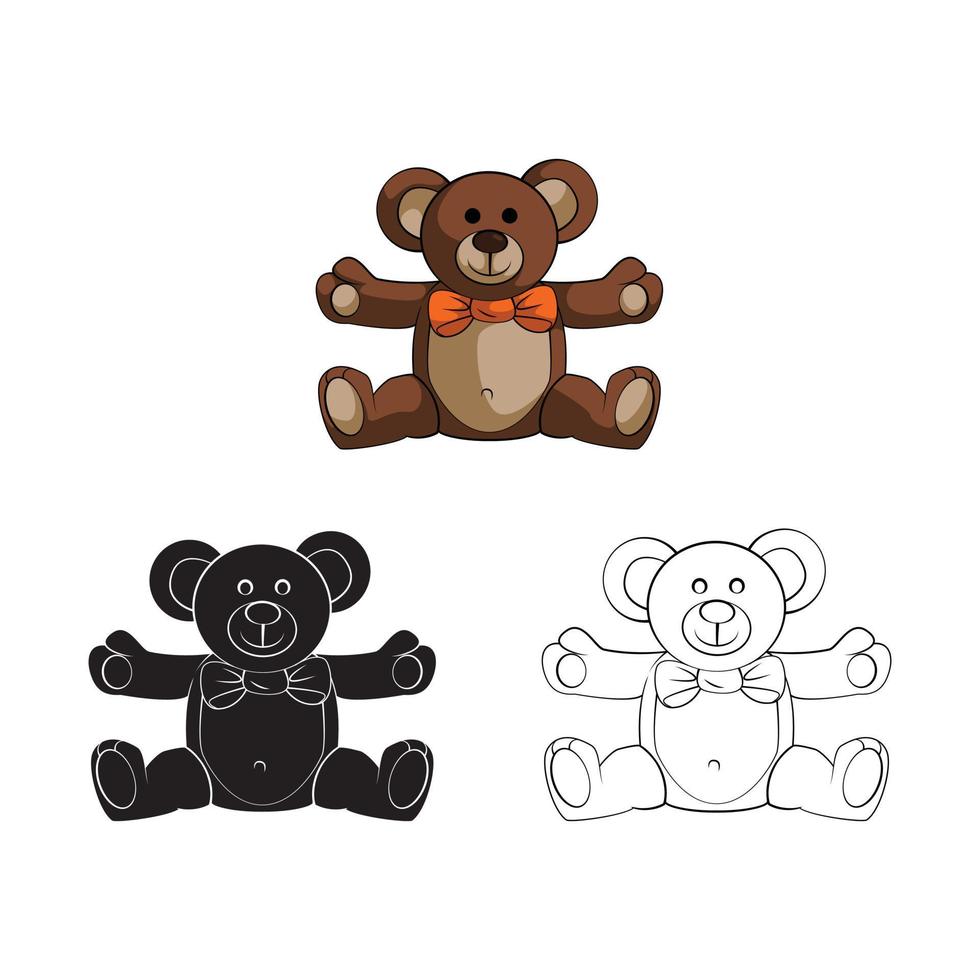 colorante libro osito de peluche osos dibujos animados personaje vector