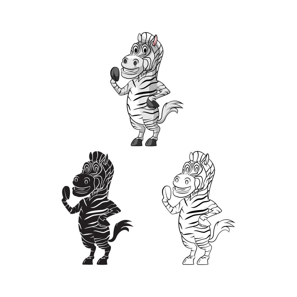 Coloring book zebra smiling cartoon character vector