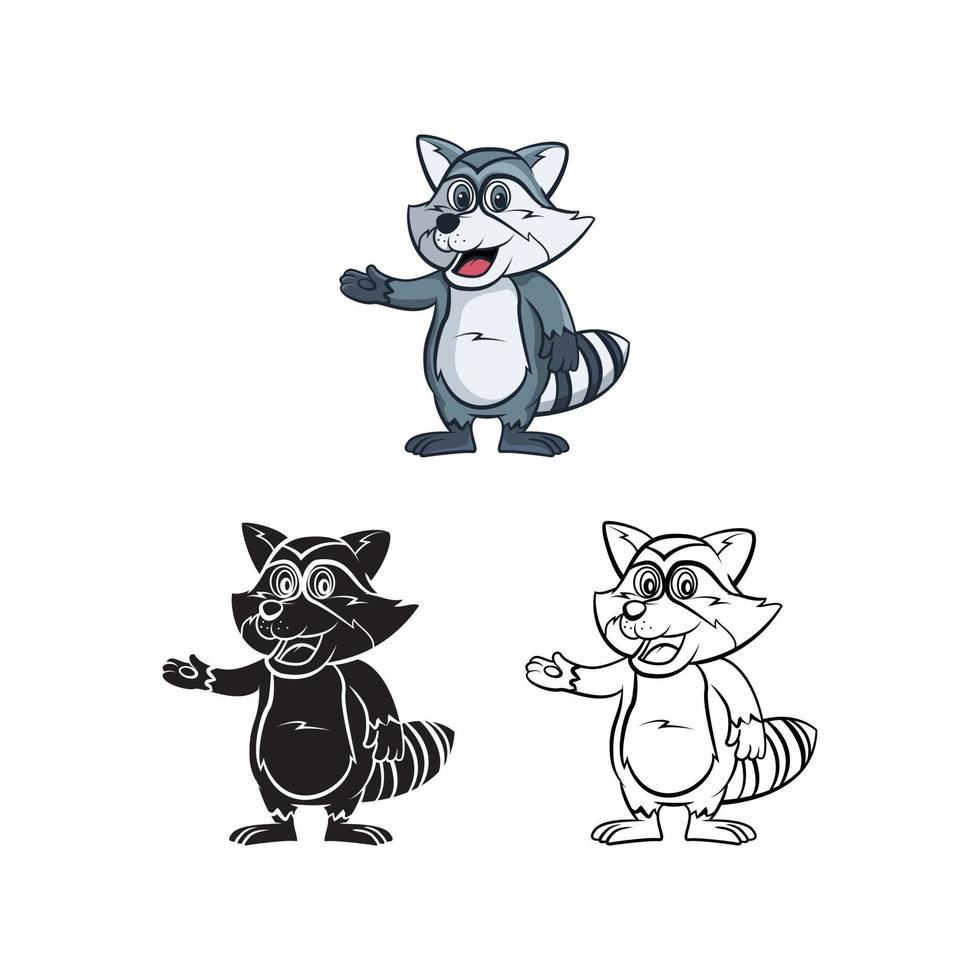 Coloring book cute raccoon cartoon character vector