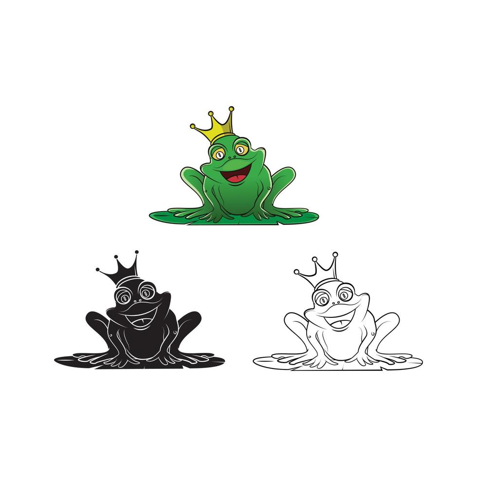 Coloring book king frog cartoon character vector