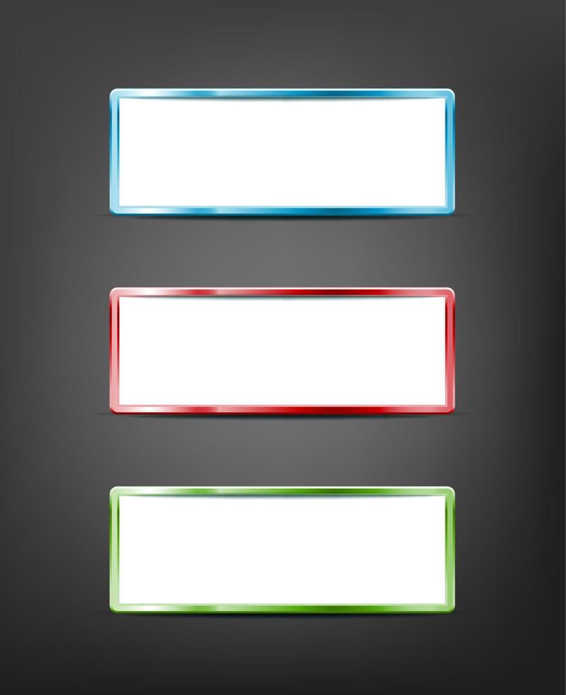 3d realista vector icono ilustraciones. sitio web, web rectangular botones en diferente colores.