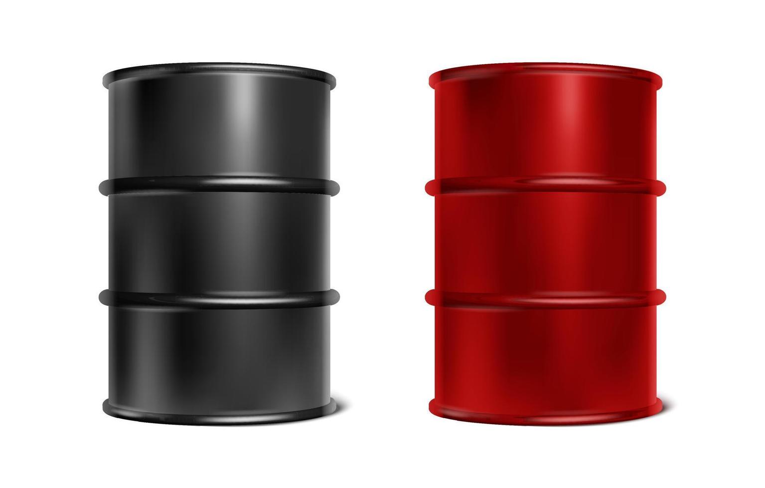 3d realista vector icono ilustración. petróleo o agua barriles en rojo y negro color.