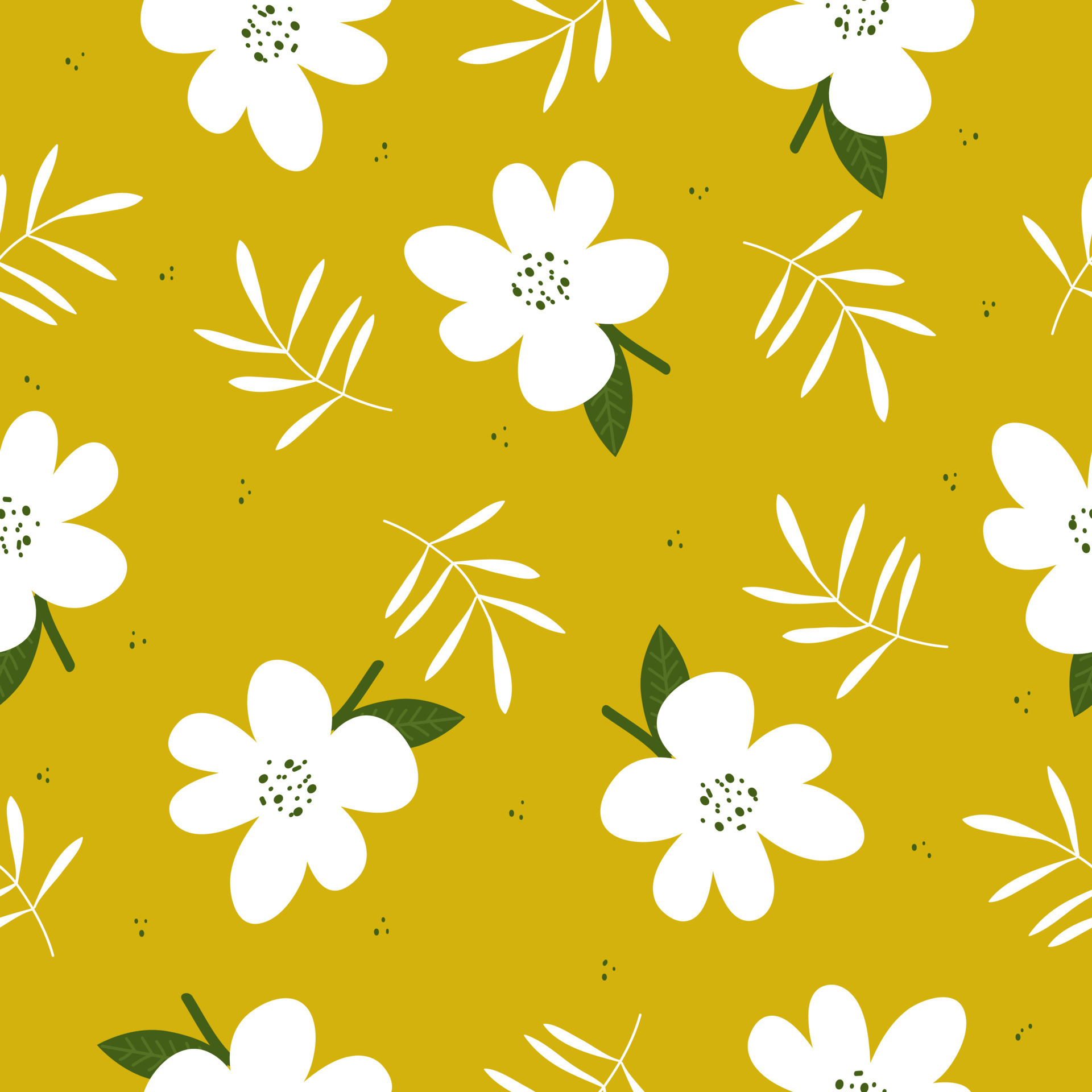 Cute hand drawn vintage floral pattern seamless background vector ...