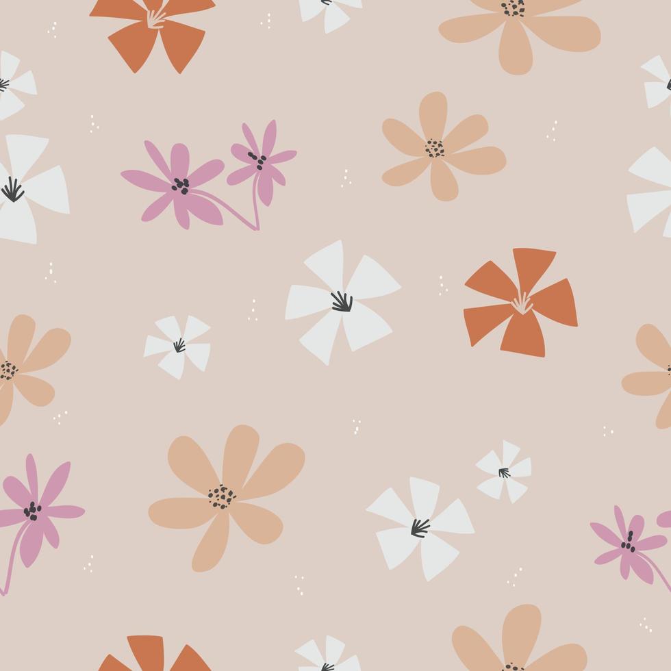 ilustración de vector de fondo de patrón floral pastel dibujado a mano sin costuras para moda, tela, papel tapiz y diseño de impresión