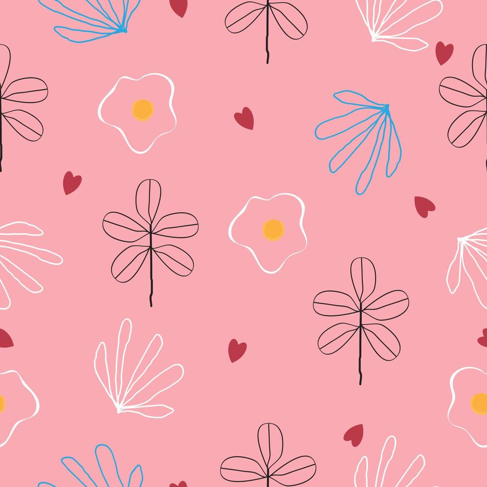 Seamless beautiful hand drawn flowers pattern background  for wallpaper,gift wrapping,packaging seamless vector background design