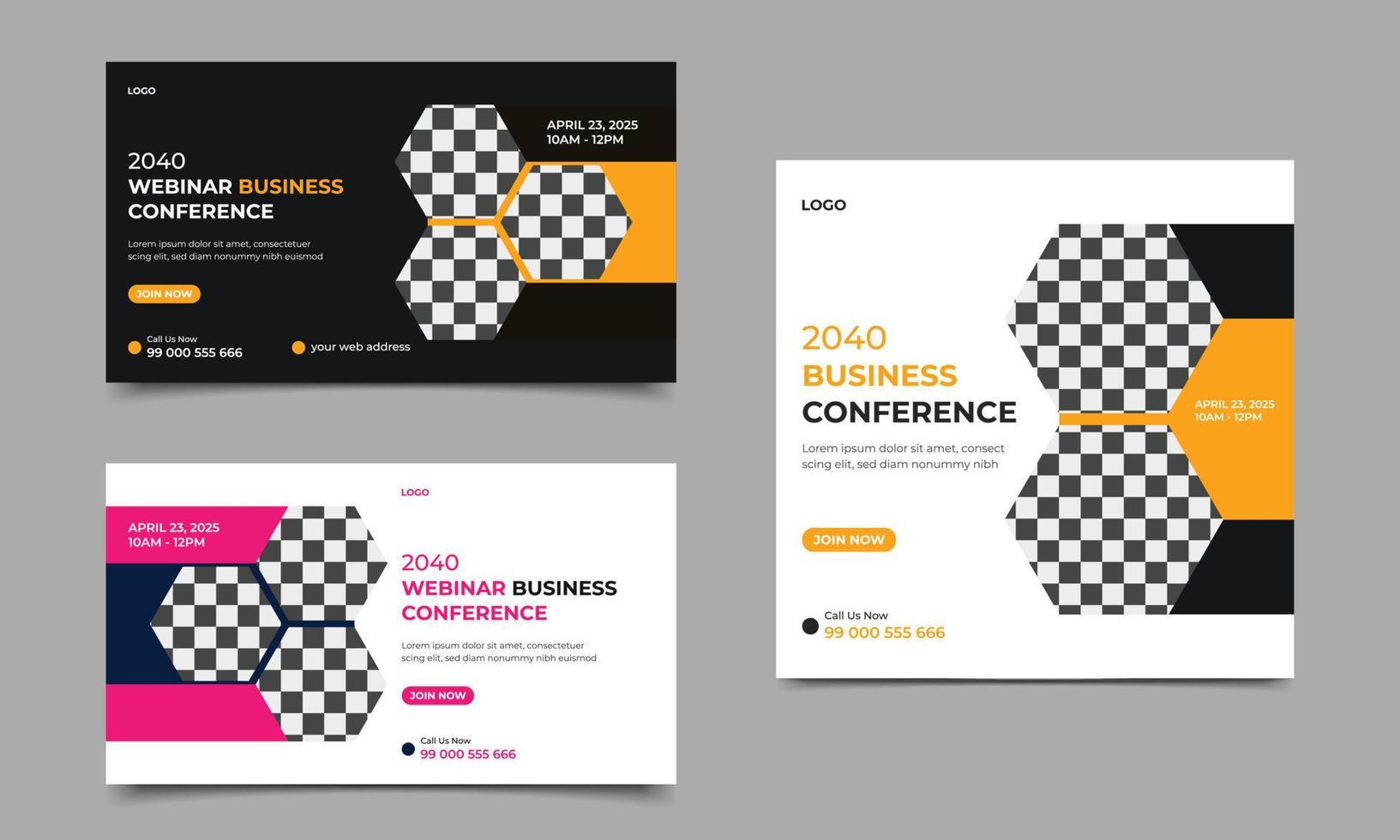 Modern business webinar conference web banner or social media post square banner template design. Business webinar invitation design and Live conference banner design template. vector illustration.