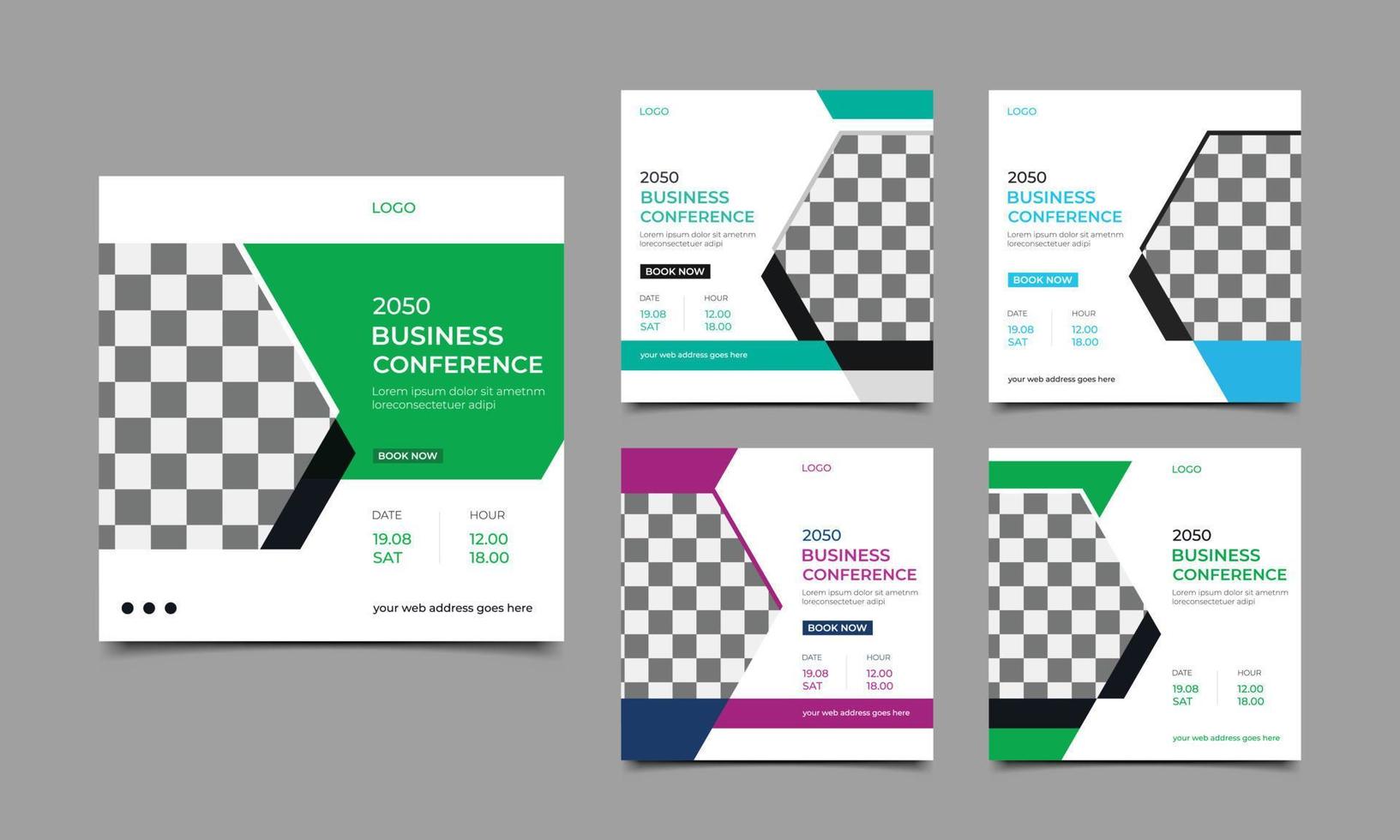 Business Conference social media post square banner design. Business webinar invitation design and online business conference banner template. vector illustration.