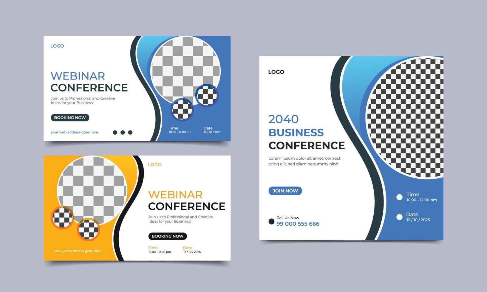 Business Conference social media post design template. Business conference live webinar banner invitation template. vector illustration.