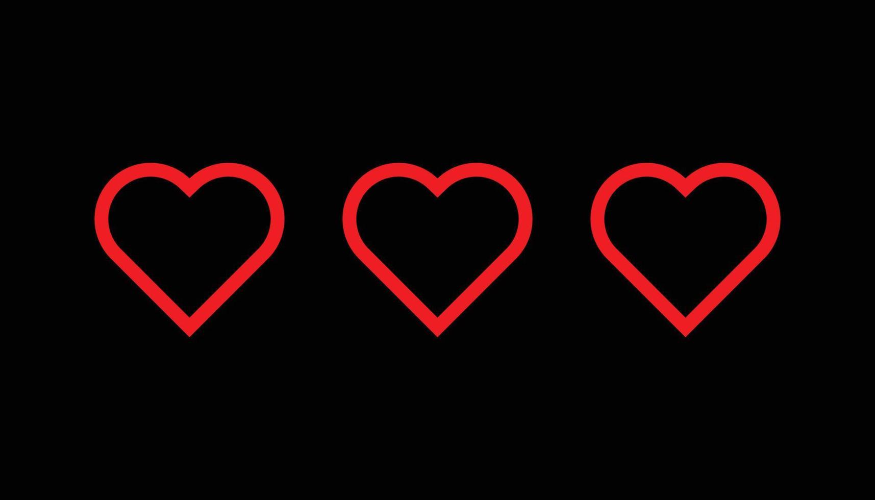 Heart linear icon. Hearts vector collection. Red love symbol.