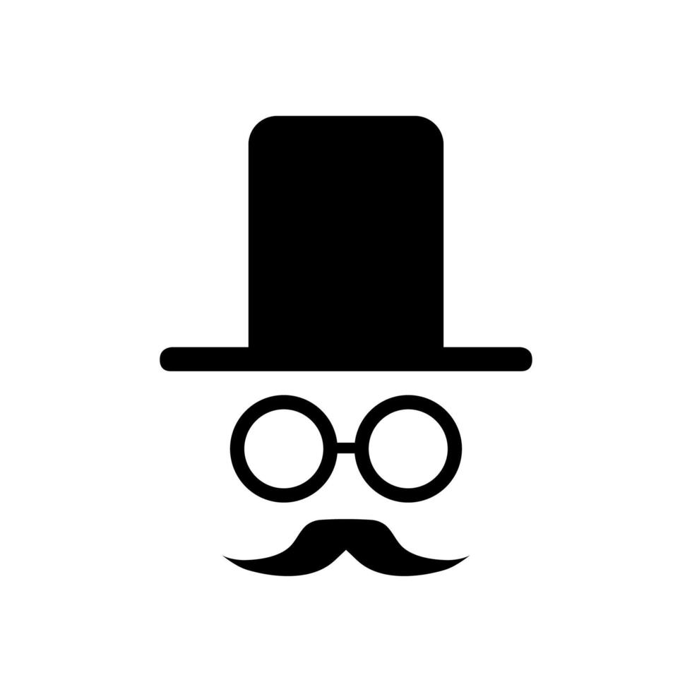 Logo vector design with glasses hat and mustache