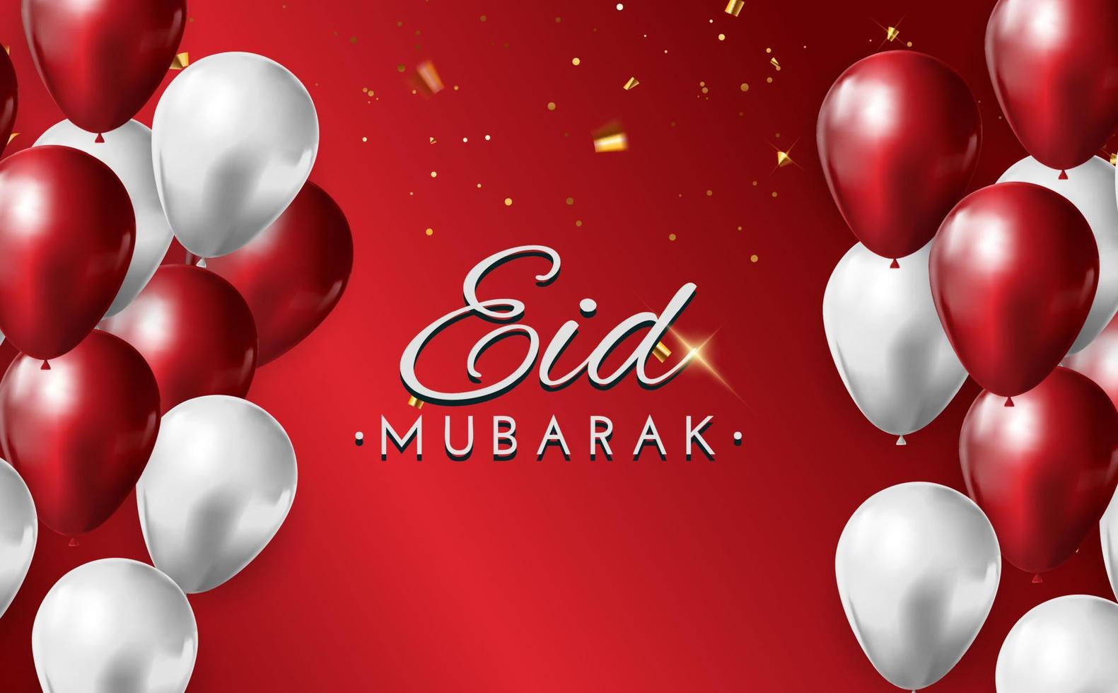 Realistic Eid mubarak horizontal banner and background vector