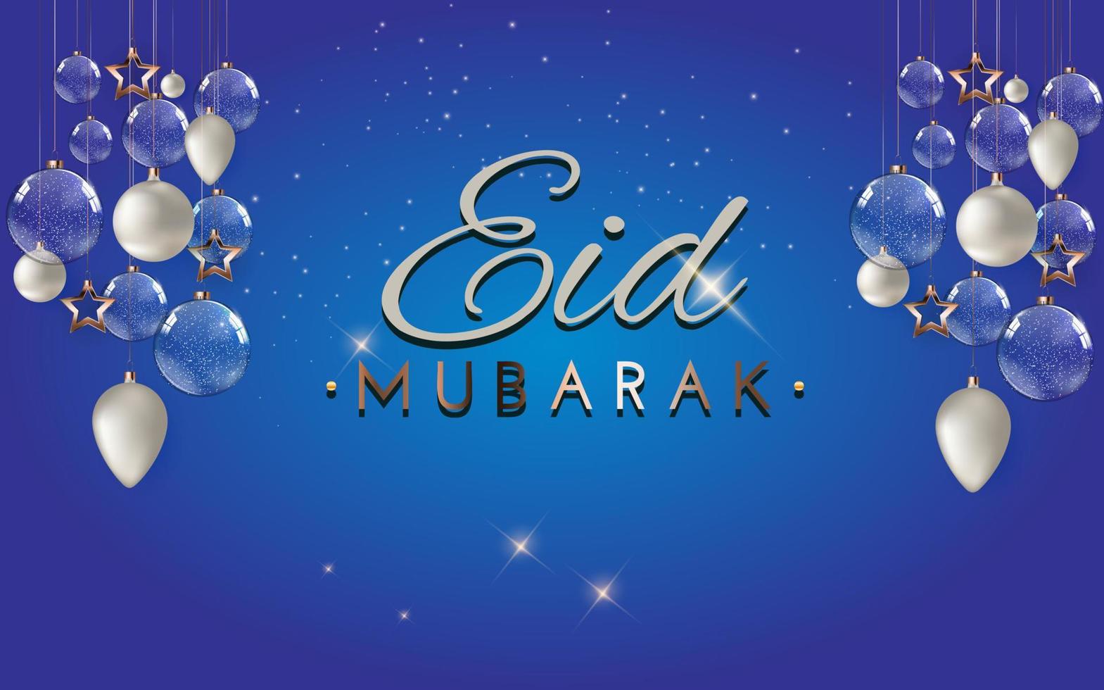 Realistic Islamic Eid Mubarak background with balloon vector