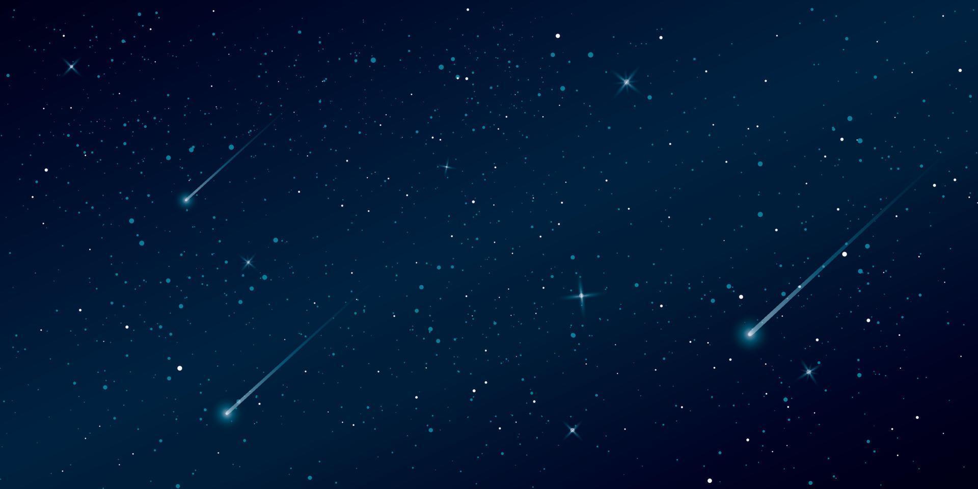 Starry and comet in universe background. Beautiful blue night sky with meteor illustration. vector