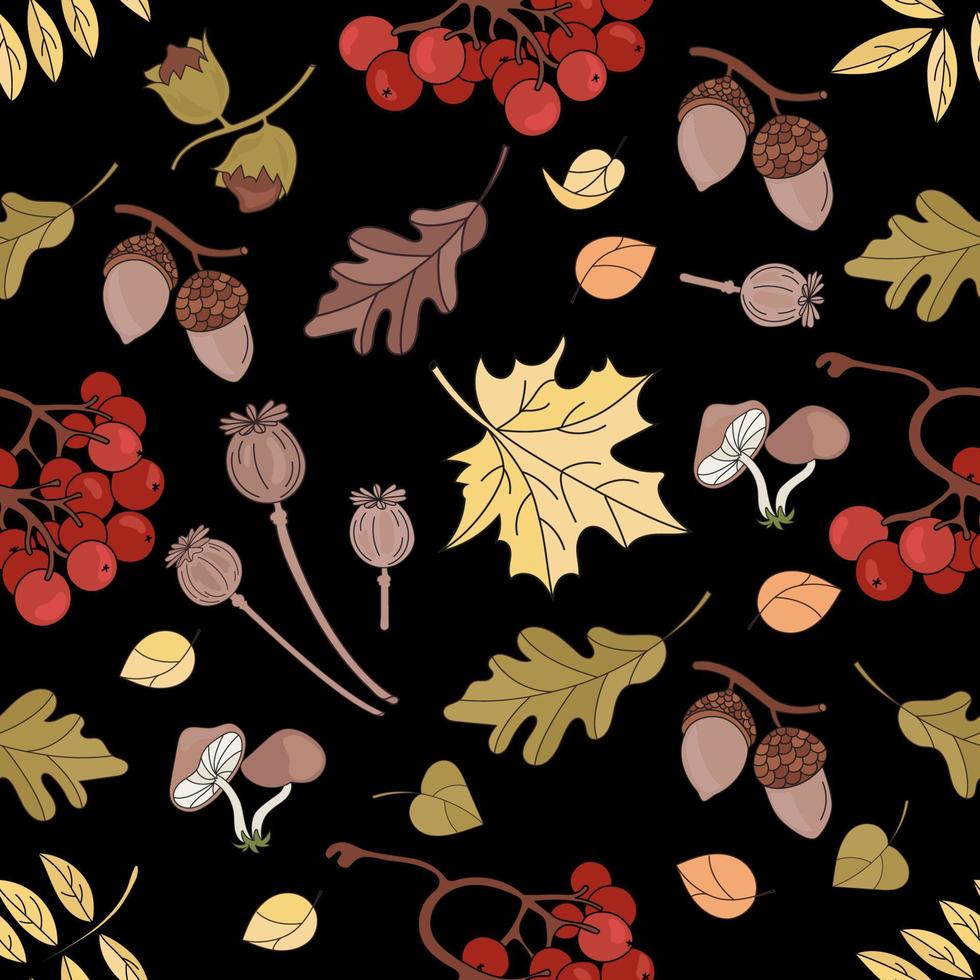 AUTUMN MAPLE Nature Seamless Pattern Vector Illustration