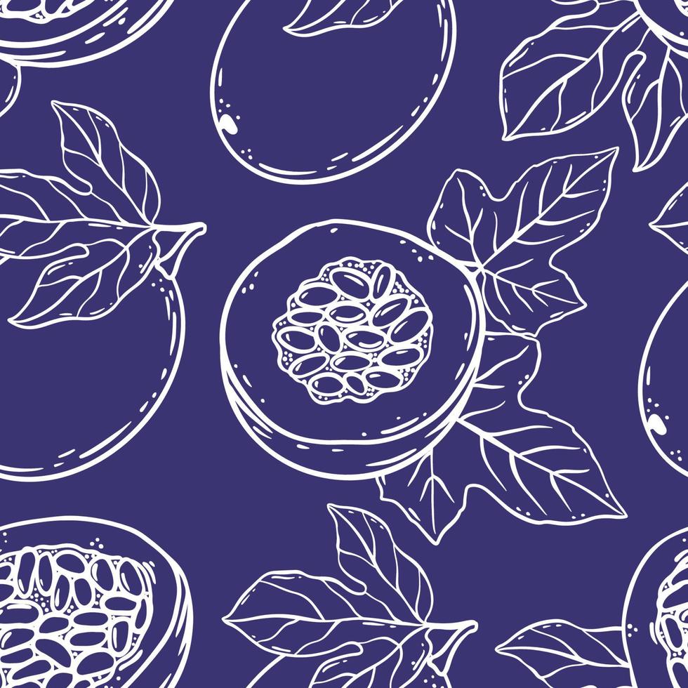 PASSION FRUIT PATTERN Tropical Sketch Vector Violet Background