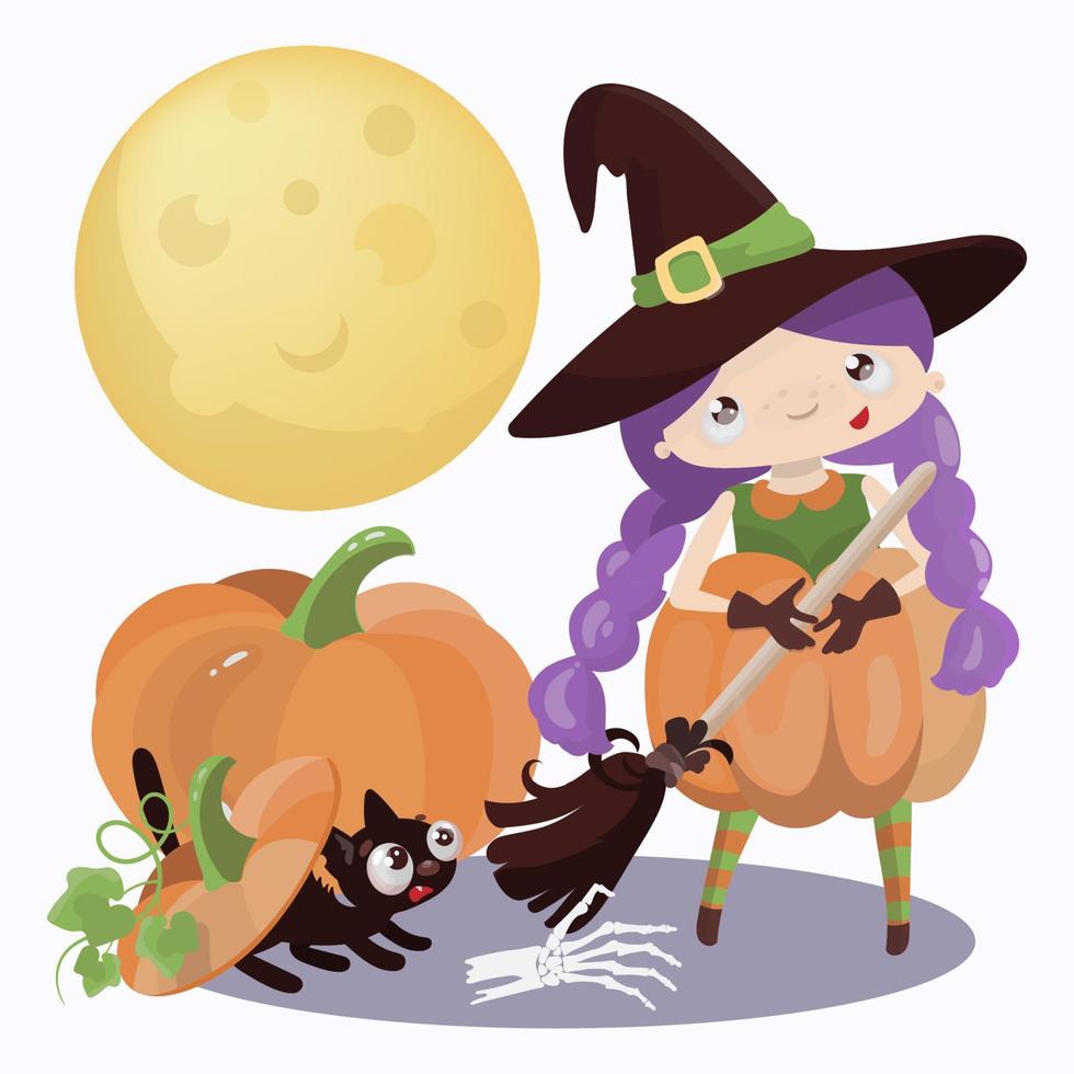 WIZARD HALLOWEEN Mystic Holiday Cartoon Vector Illustration Set