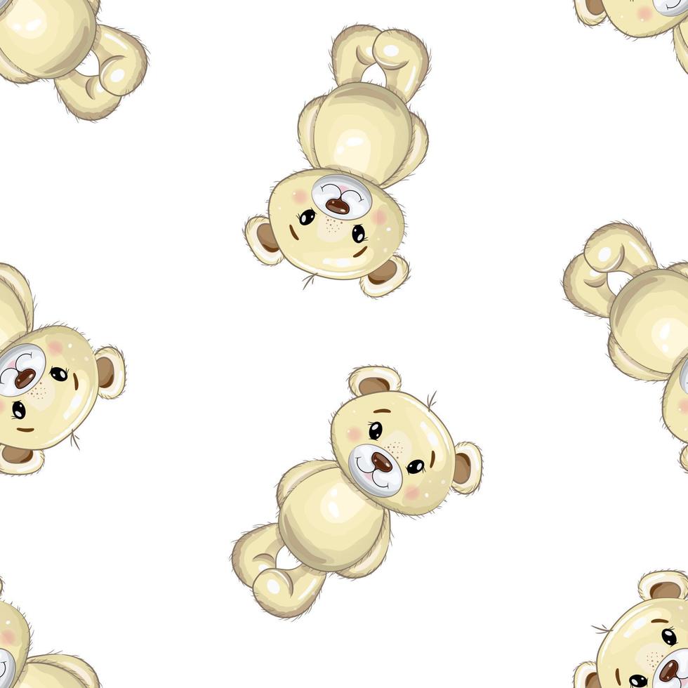 Seamless cute Teddy bear pattern. Cartoon style. Vector illustration.