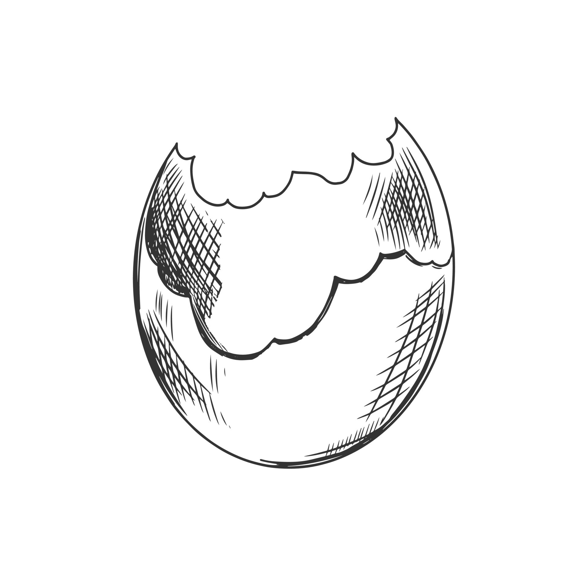 A handdrawn sketch of a broken eggshell. Easter Holiday. Vector