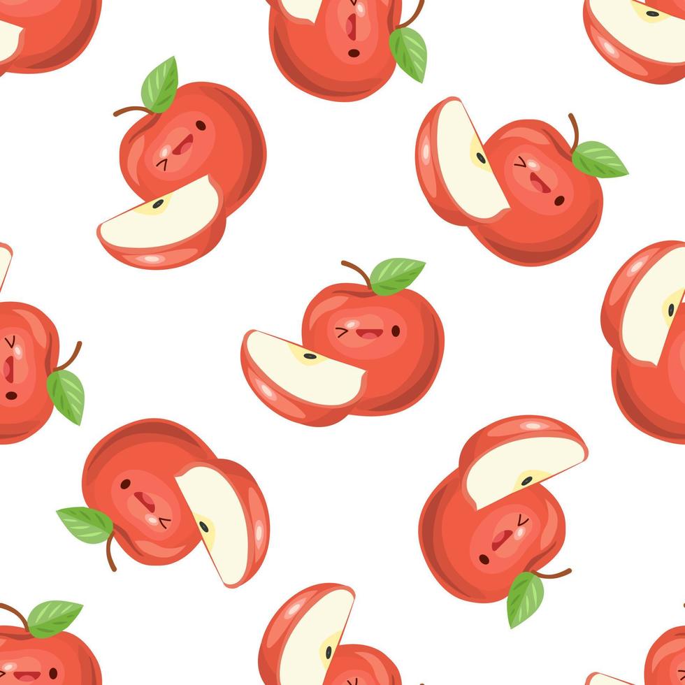 linda manzanas sin costura modelo. vector ilustración. comida icono concepto. plano dibujos animados estilo.