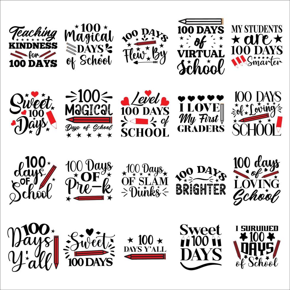 100 days of t shirt design bundle vector