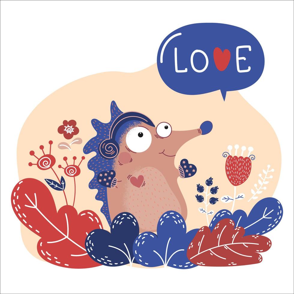 SPRING HEDGEHOG Valentine Day Animal Vector Illustration Set