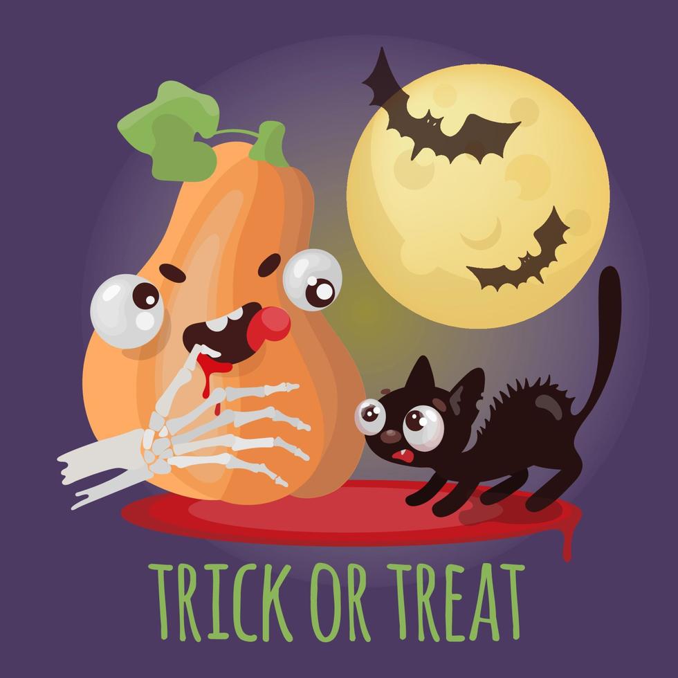 TRICK OR TREAT Halloween Cartoon Vector Illustration Set