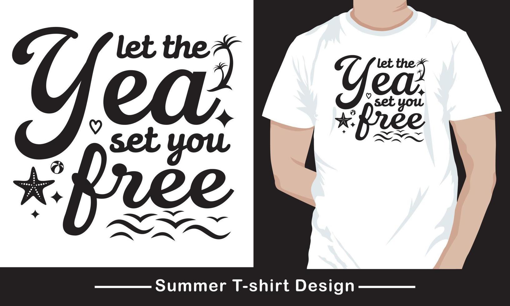 Summer T-shirt design, typography, vintage, free Vector