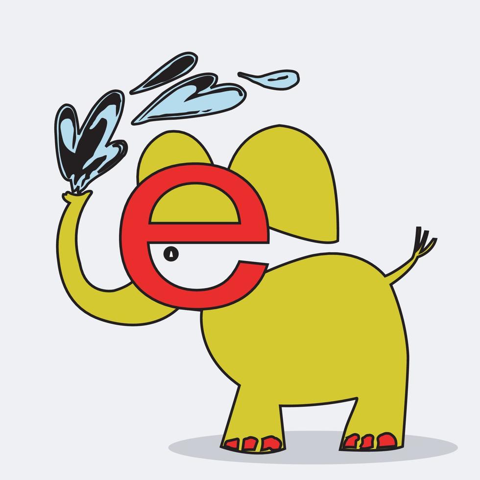 dibujos animados elefante aislado en blanco antecedentes gratis vector