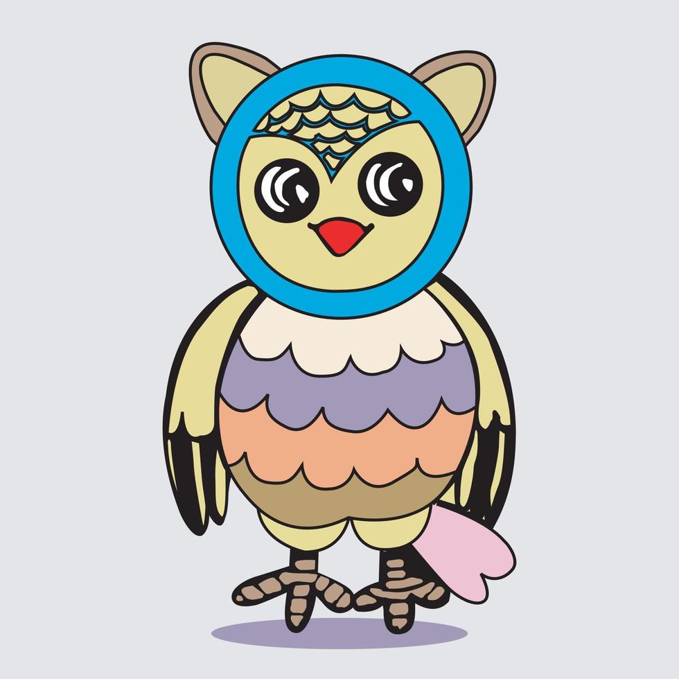 Owl standing in cartoon style Free Vector