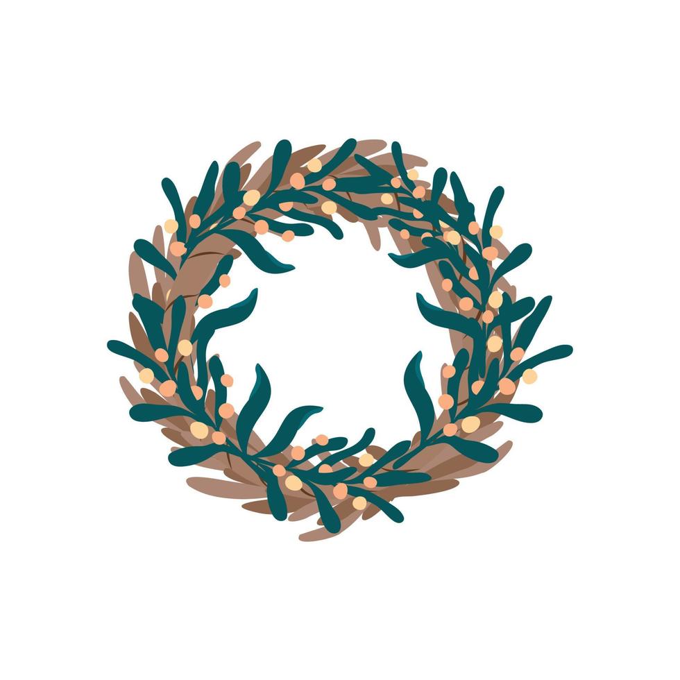 Christmas wreath isolated on white background. vector