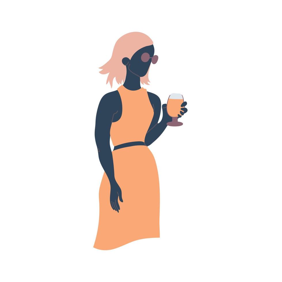 Young woman holding a drink. vector