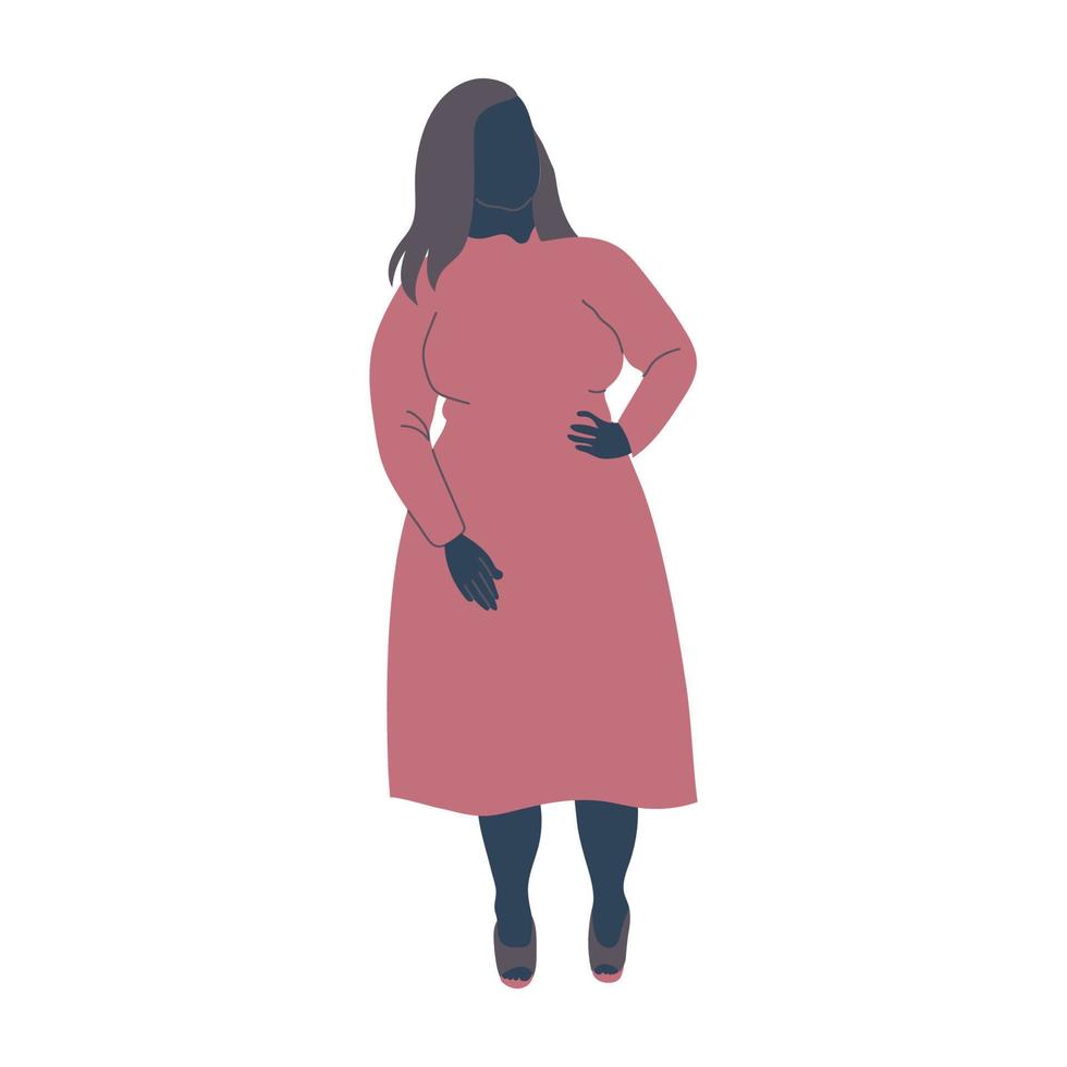 Confident woman in red dress. vector
