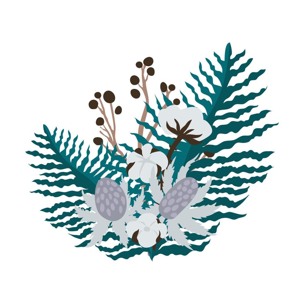 Winter bouquet botanical arrangement isolated on white background. vector