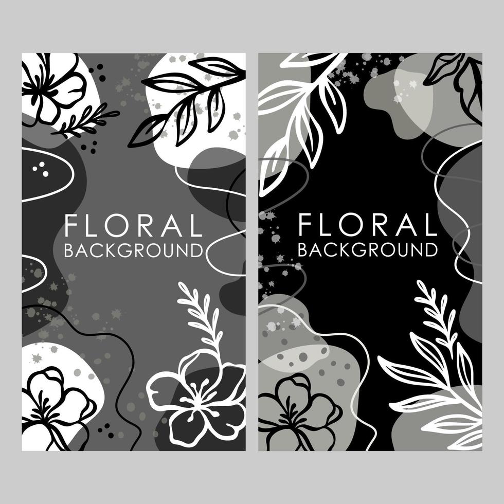 social medios de comunicación antecedentes floral monocromo fondo vector conjunto