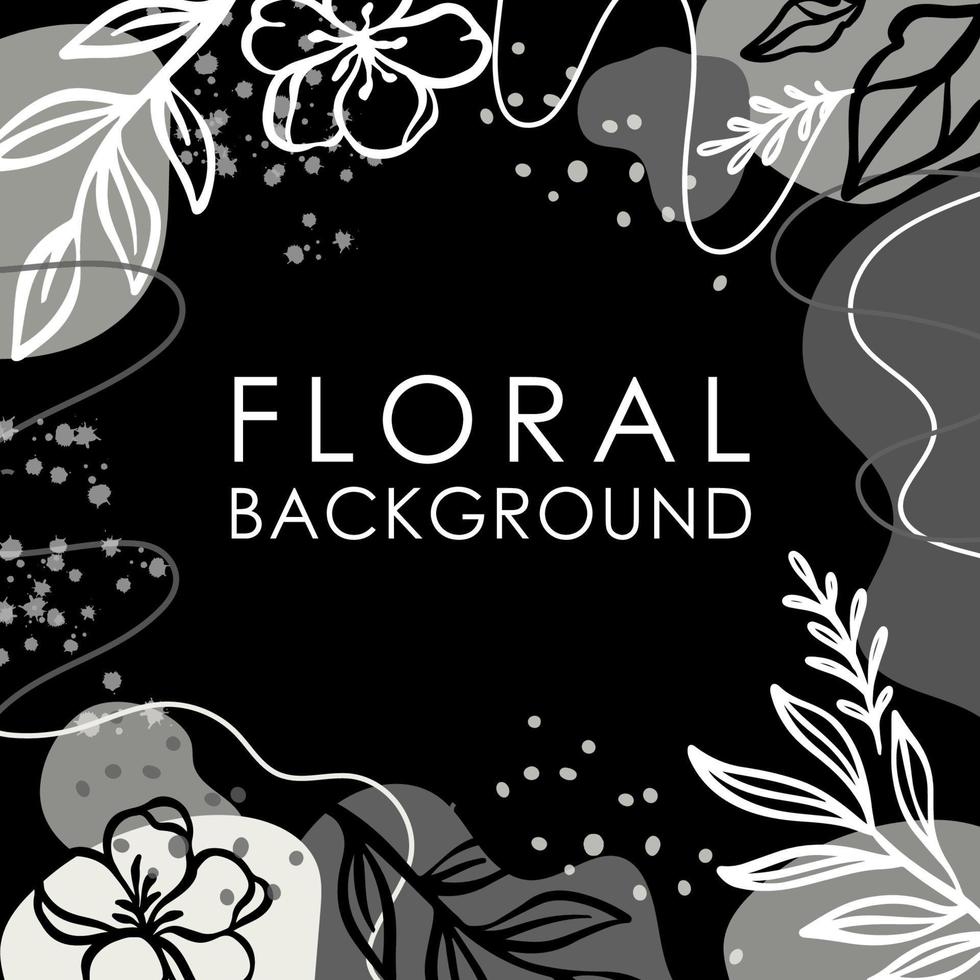SOCIAL MEDIA POST FLORAL BACKGROUND Flower Monochrome Vector