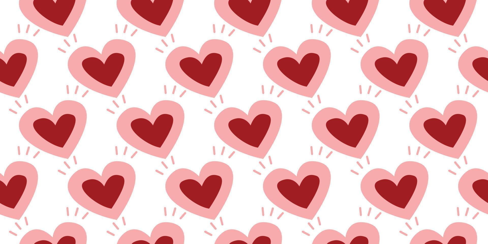 Beautiful pattern heart. geometric cute style heart vector, sweet romance pattern hand drawn cute for decorating the wedding card for valentine's day, baby, girly, love concept. pink and red color vector