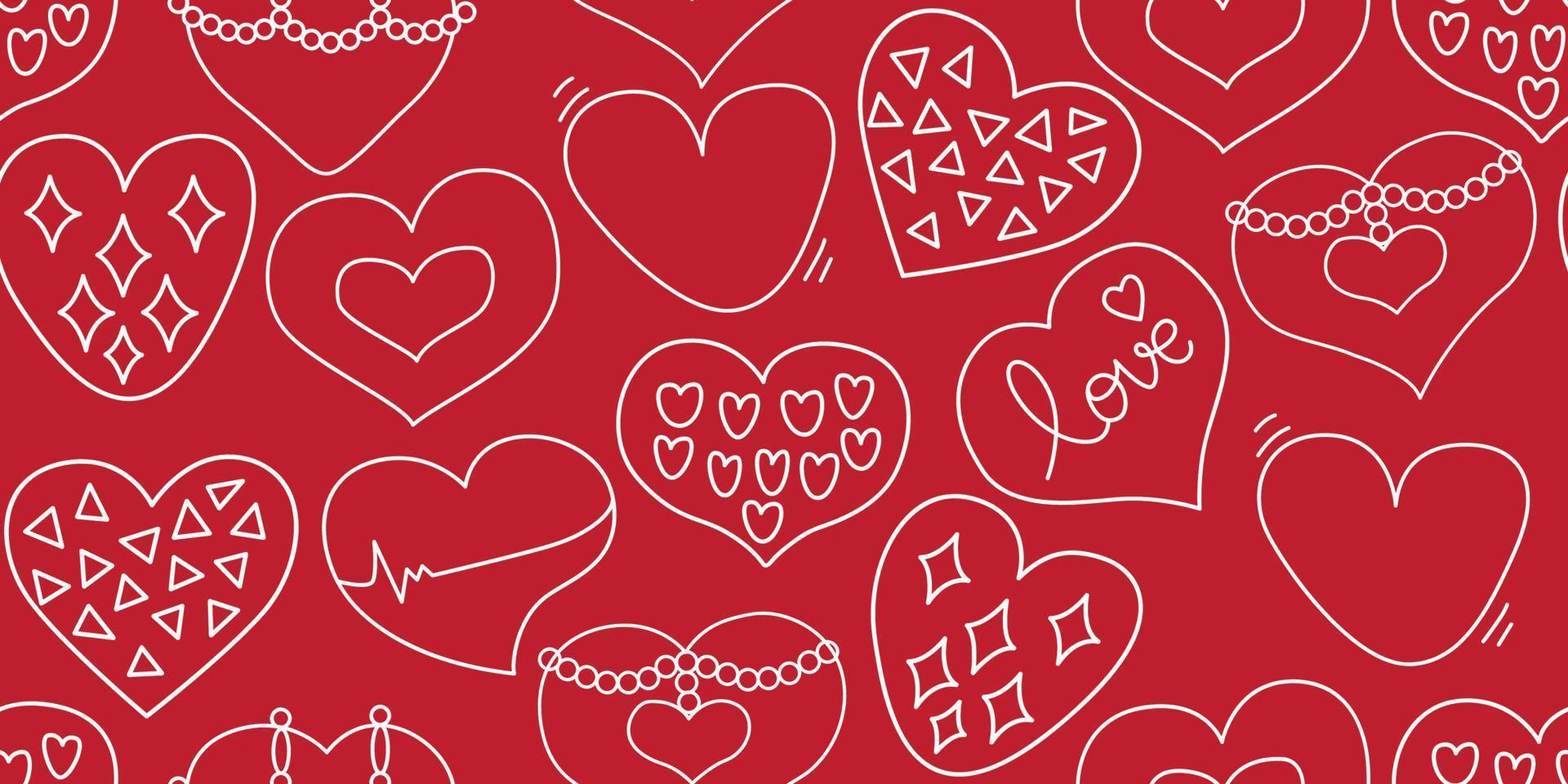beautiful pattern sweet heart minimal hand drawn, cute heart in heart shape for decorating the wedding card, valentine's day, tattoo, logo, sticker, and love concept. seamless pattern vector