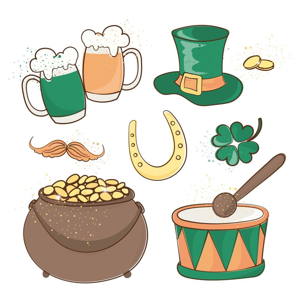 PATRICK BEER Saint Patrick Day Clip Art Vector Illustration Set