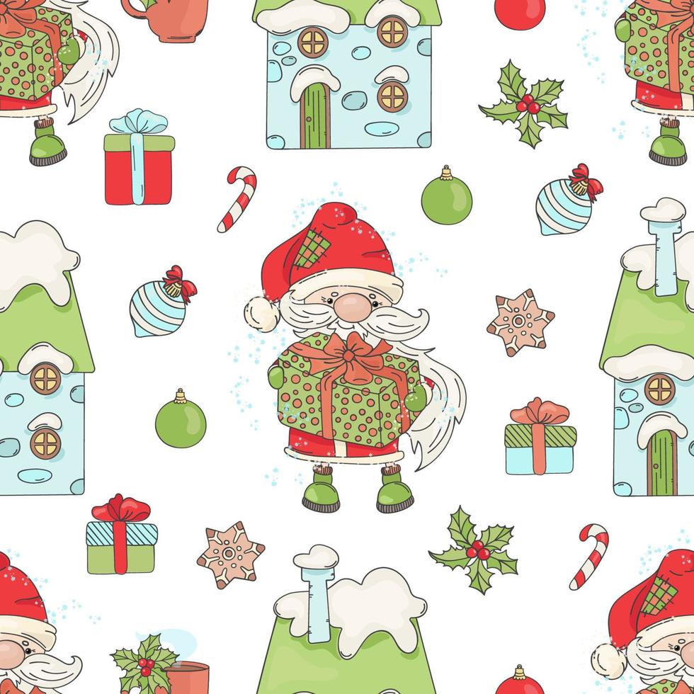 SANTA GIFT Christmas Seamless Pattern Vector Illustration
