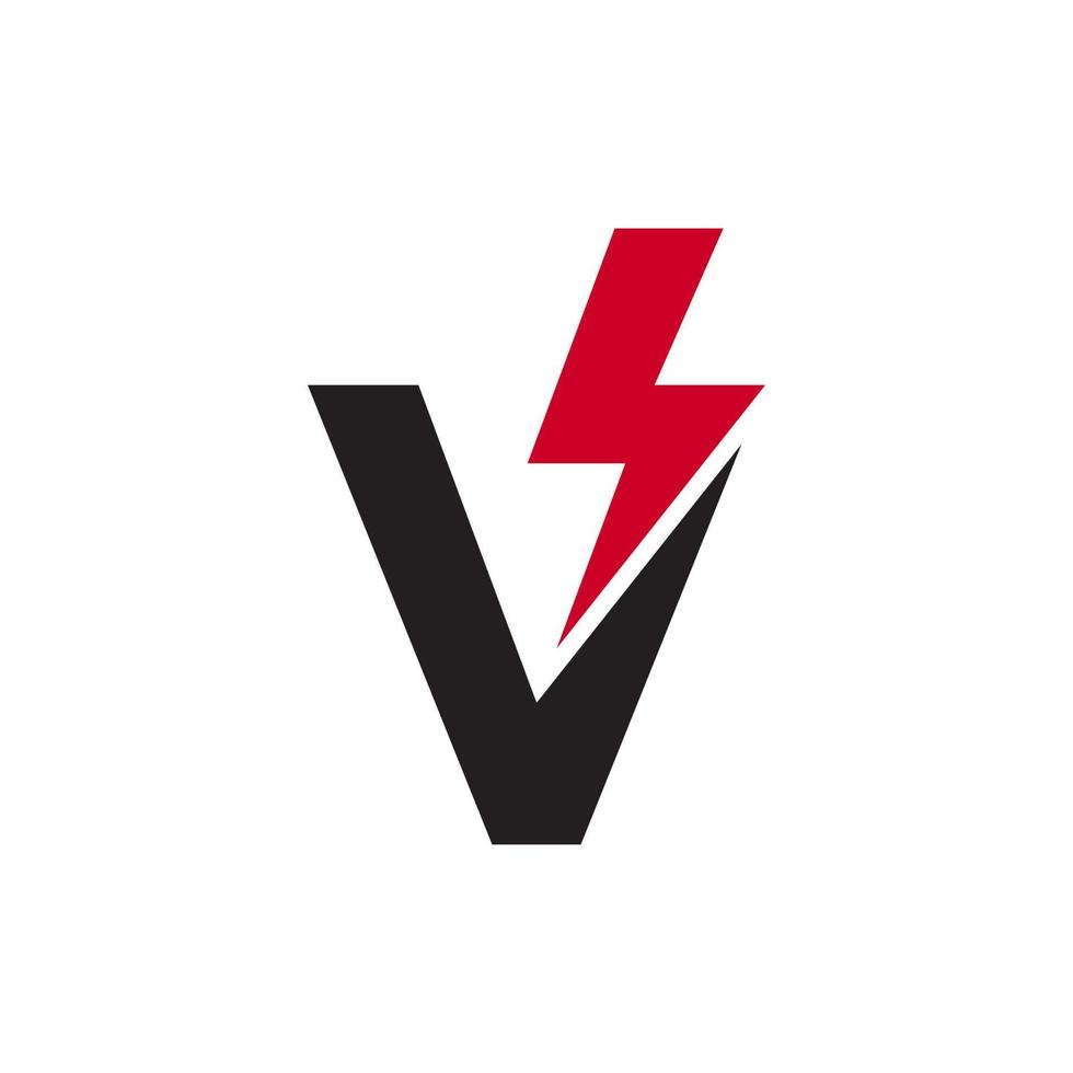 letter V logo lightning concept isolated on white background. vector